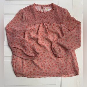 Boden Red Floral Long Sleeve Blouse